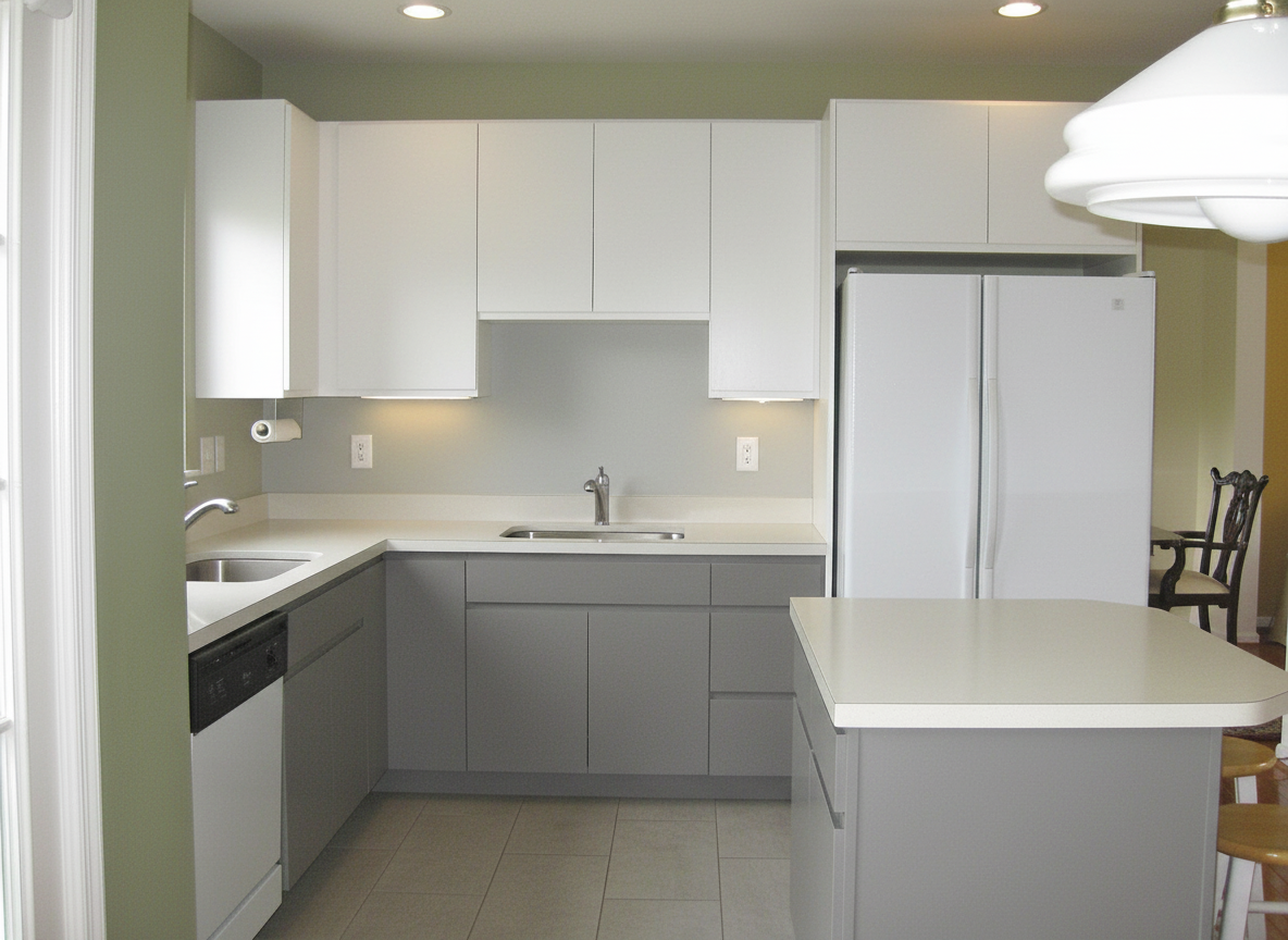 Cluttered kitchen after minimalist design transformation