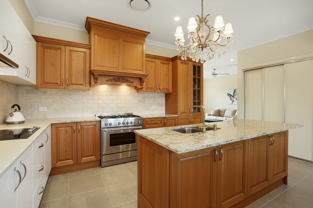 Modern kitchen after traditional design transformation