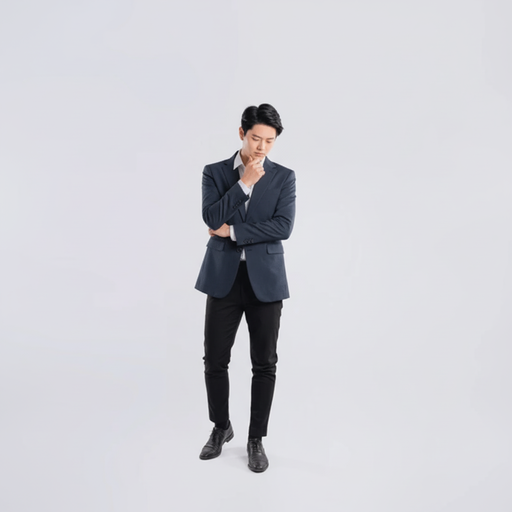 Man portrait after thinking pose transformation